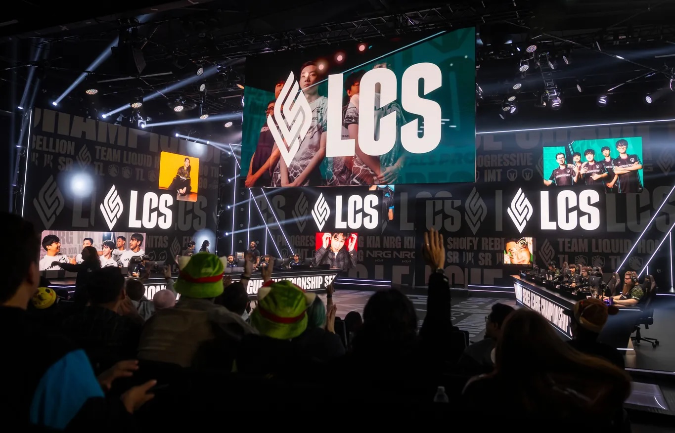LCS esports stage — League of Legends Championship Series broadcast production for Riot Games